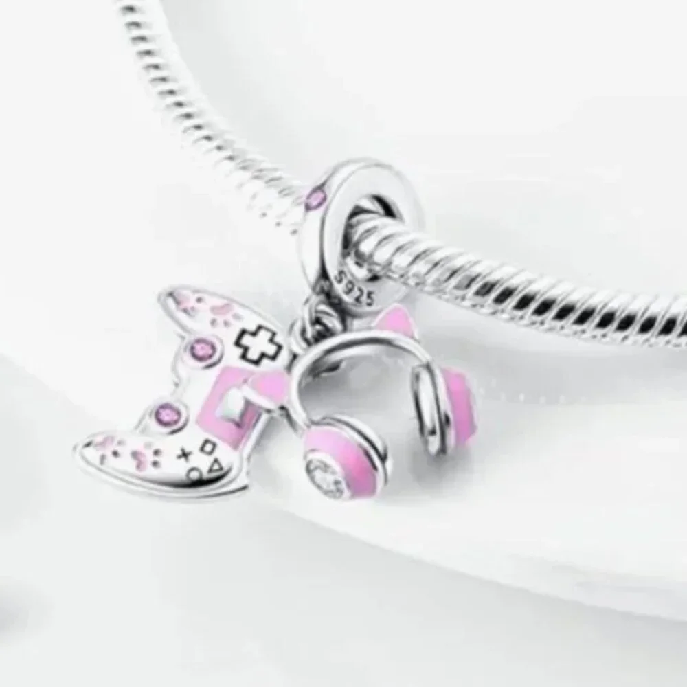 GAME GIRL 925S Charm Compatible with Pandora Bracelet